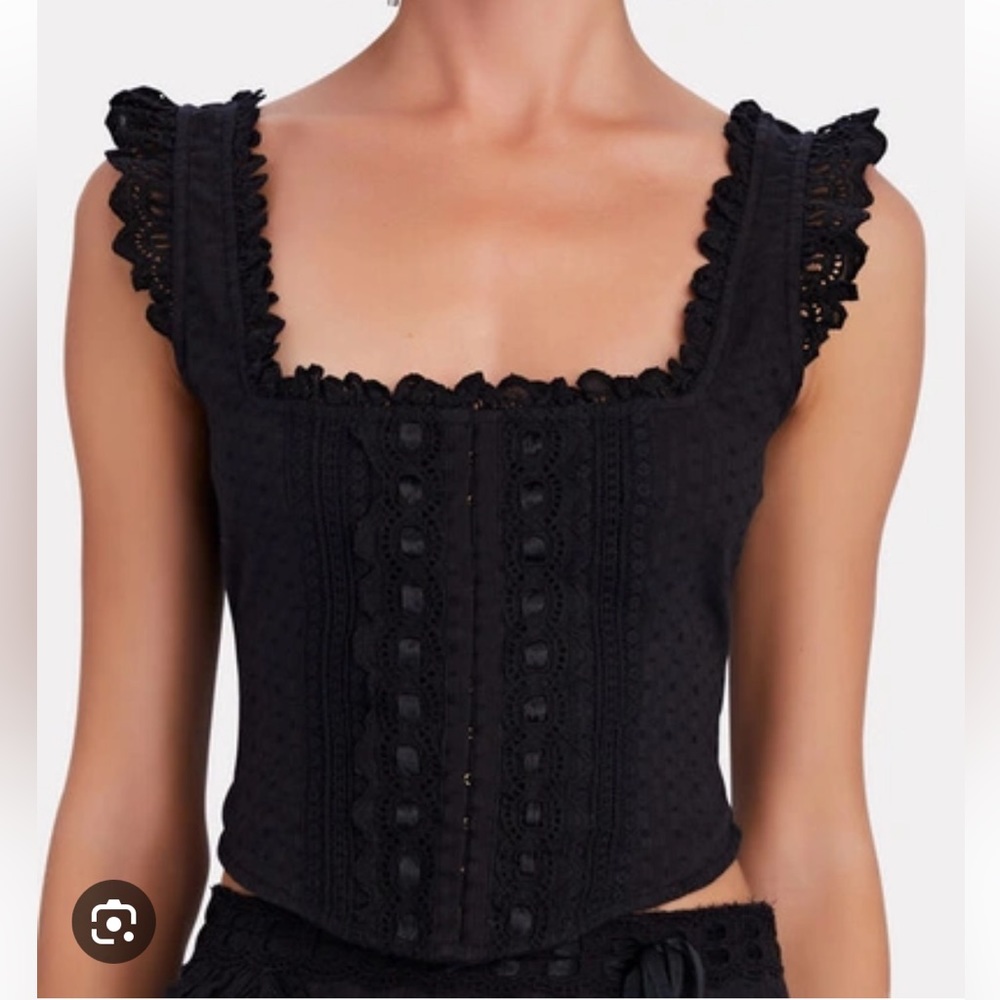 Loveshackfancy black eyelet top size 6